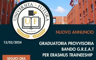 Graduatoria provvisoria bando G.R.E.A.T per erasmus traineeship